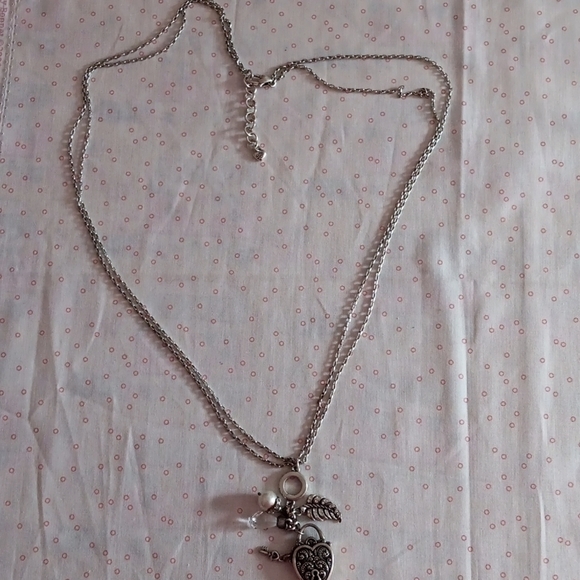 Brighton Long Silver Tone Double Chain Drop Charm Pendant Necklace - Picture 3 of 9